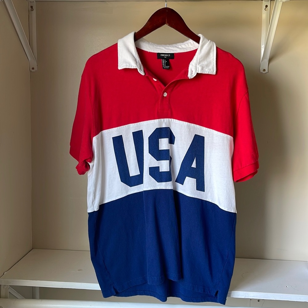 USA forever 21 shirt, red, white and blue